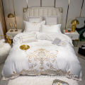 Hotel embroidery pearl white bedding for all seasons